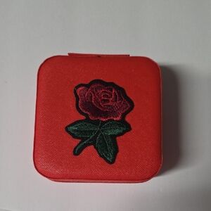 Small Jewelry Box Red With Rose